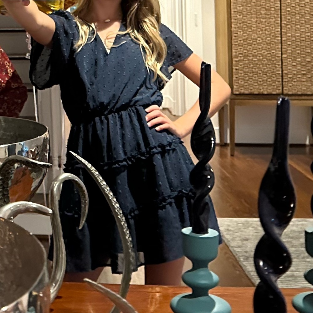 Altar'd State Navy Ruffle Mini Dress - Picture 4 of 4